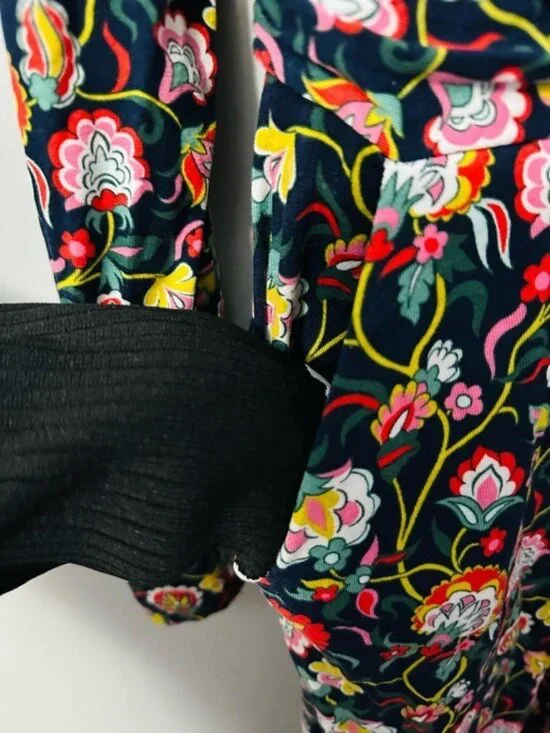 Boden Abigail Jersey Midi Dress Navy Floral Ruched Waist Size 8 Elegant - Picture 7 of 13